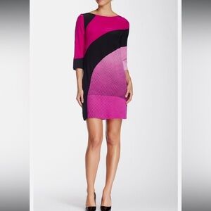 DIANE von FURSTENBERG Sienna Silk Sheath Dress 6 Speckle Wave Pink